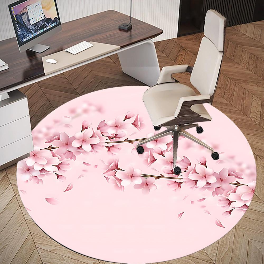 1pc Cherry Blossoms Spring Round Chair mat Area Rug - Non-Slip, Floor Mat for Office, Bedroom, and Indoor Decor c1125196