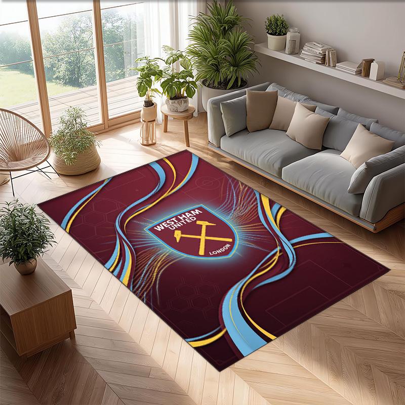 Tappeto in Velluto di Cristallo con Stampa del West Ham United Football, Comodo Assorbente d'Acqua Antiscivolo Tappeto per Pavimenti Interni