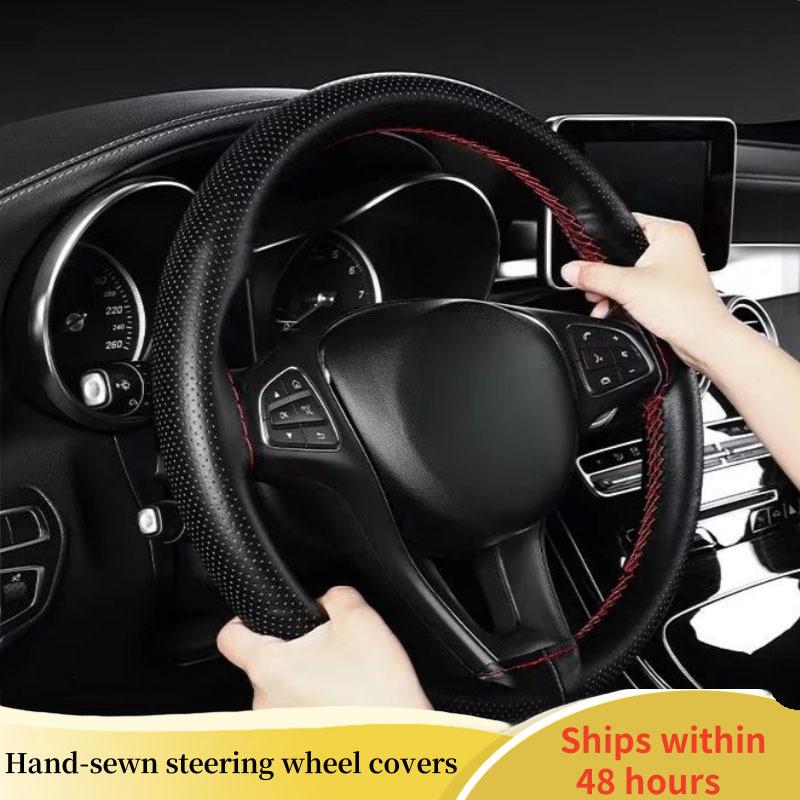 Car Hand-sewn Steering Wheel Cover For All Seasons Universal Microfiber Leather Wear-resistant Cars Accessories