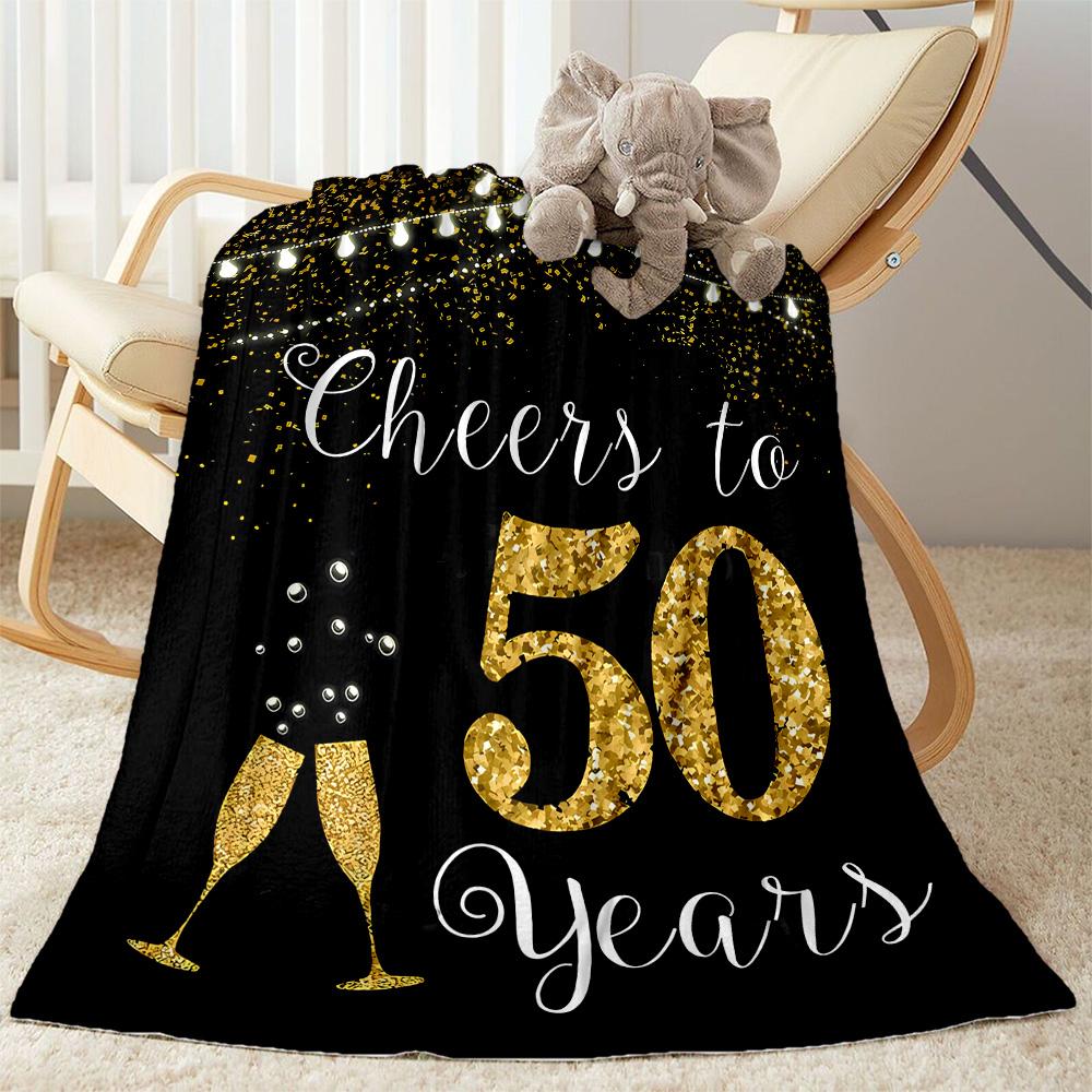 1pc 50th Birthday Celebration Blanket Soft and Warm for Sofa Office Camping Travel Livingroom Great Gift for Friends and Family Comfortable