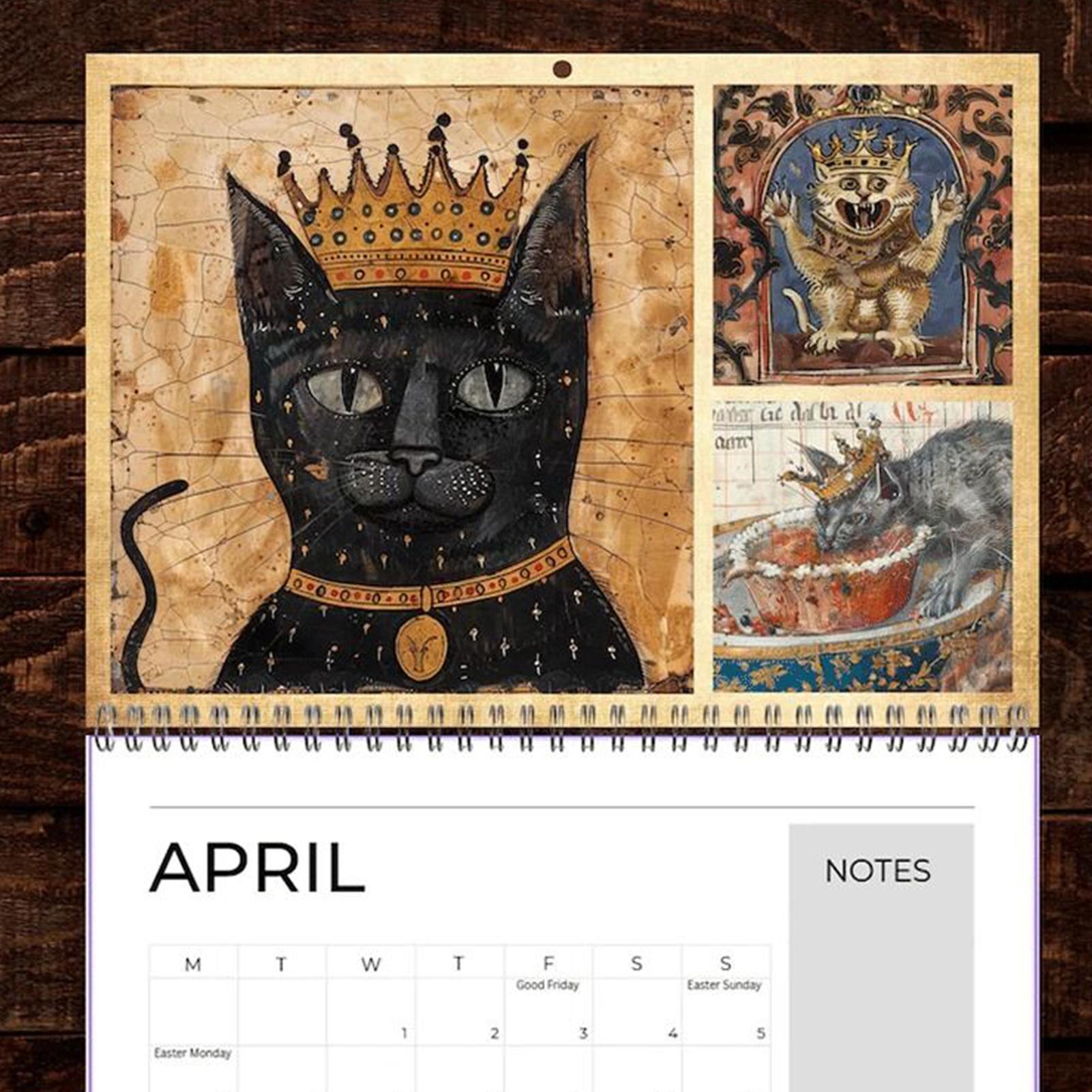 2026 Wall Calendar Renaissance Style Medieval Cat Calendar 12 Months Calendar Gift for Cat Lovers CN
