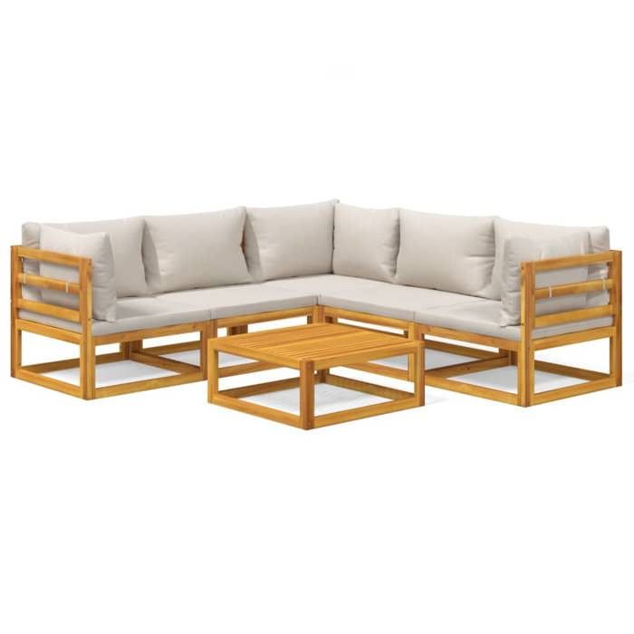 VidaXL Salon de Jardin avec Coussins 6 pcs, Canapés avec Dossier, Ensemble de Meubles avec Table Basse Patio Terrasse, 3155288