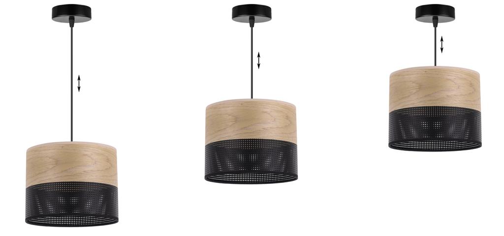 Single Hanging Lamp, Golden Oak Veneer Lampshade, 20Cm