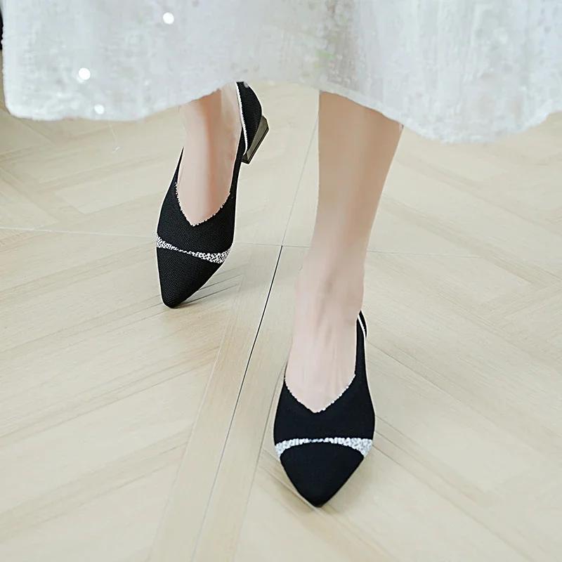 New Dress Office Women's High Heels Breathable Mesh Pumps Fashion Square Heels Pointed Toe Shoes for Women 2024 Zapatos Mujer
