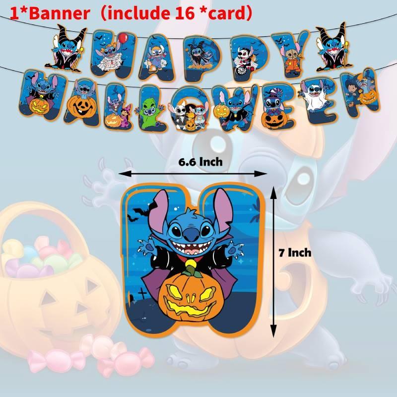Adorable Stitch Themed Party Decoration Set With Banners Balloons And Backdrop For Halloween Celebrations