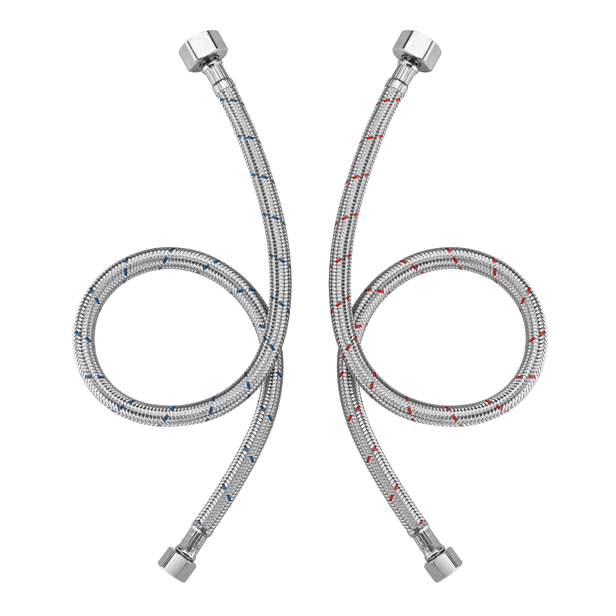 

Braided Stainless Steel Faucet Supply Lines 24 Inch Length 1/2-inch FIP x 3/8-inch Compression Faucet Connector Flexible Hose, Pack of 2 24 Inch