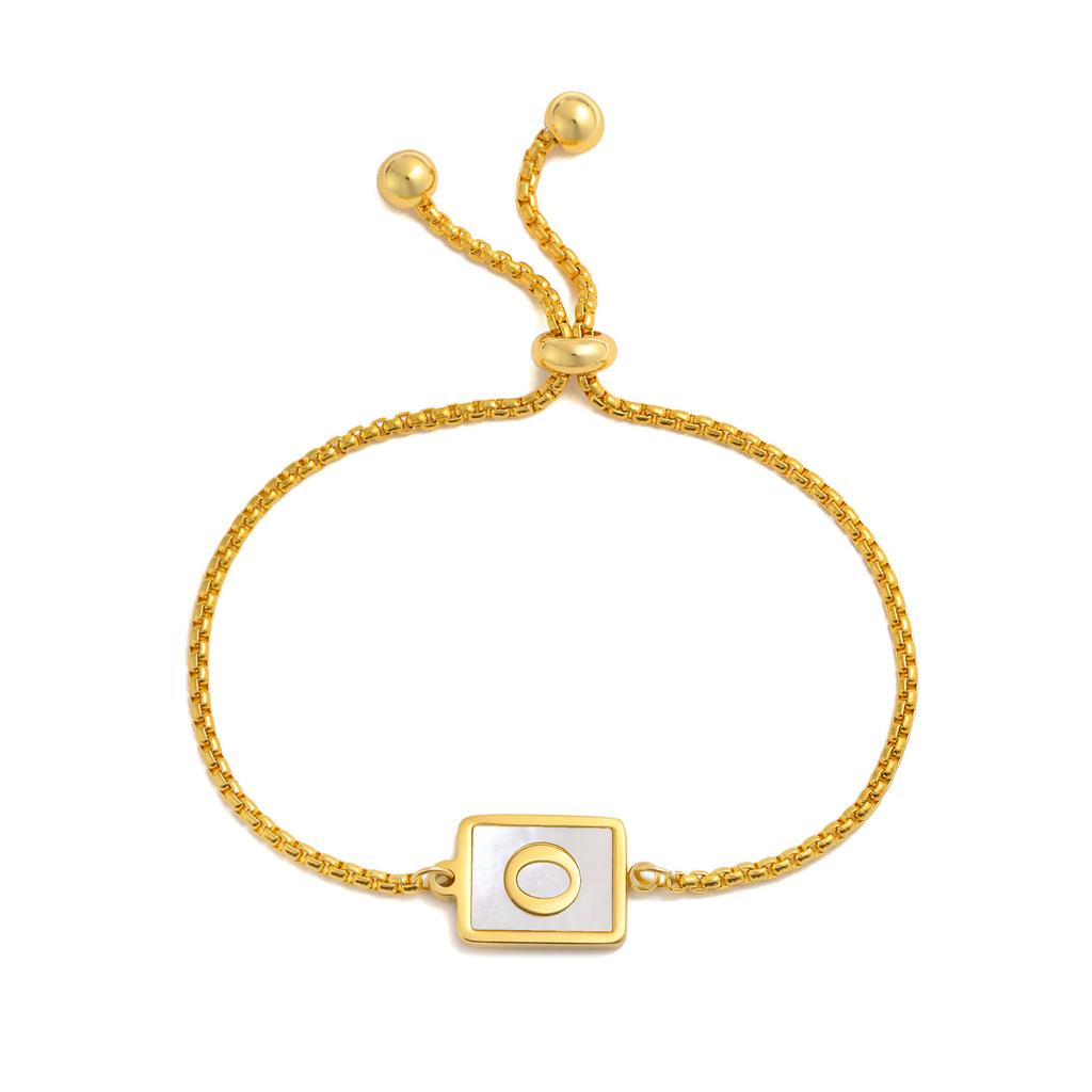 Bracelets Stainless Steel English Alphabet Square Shell Gold Bracelet Ladies Adjustable