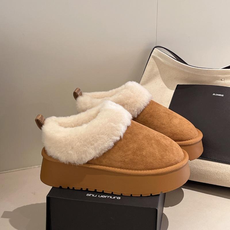 Thick-soled fluffy snow boots for women, velvet warm and cold-proof in winter, low-top cotton shoes snow boots