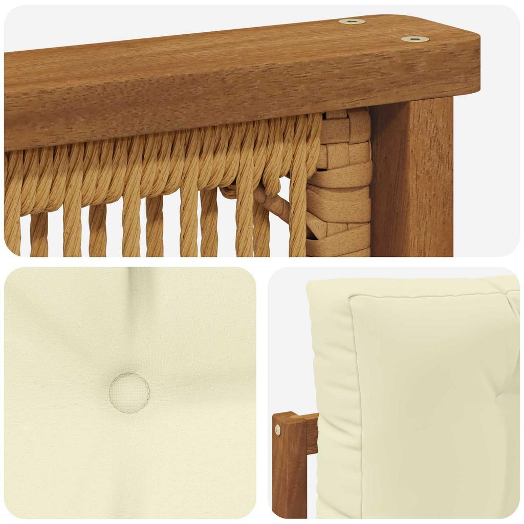 Outdoor Sofa Solid Acacia Wood Natural and Cream