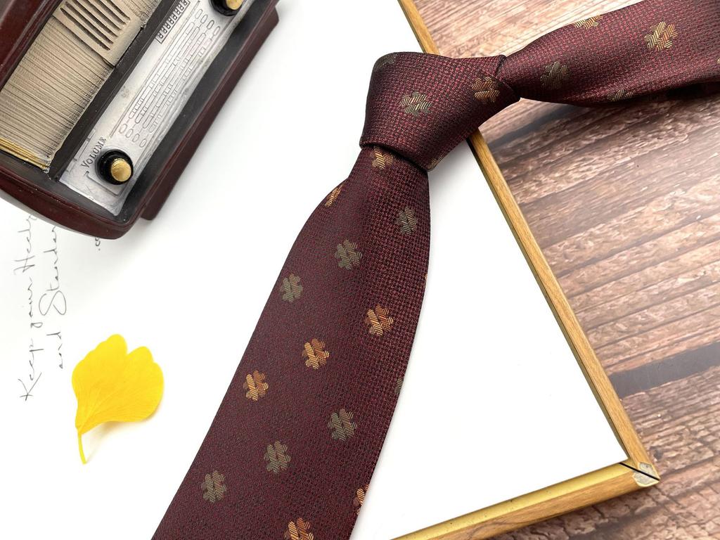 Men'S Retro Tie Dark Red Pattern British 8Cm High-End Formal Dress Casual, Professional Business Striped Wedding Tide