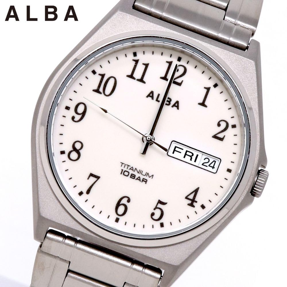 Seiko Alba Quartz Stainless Steel and Water Resistant for Daily Use Men's Watch, Titanium, (10 ATM), Analog, (Titanium (AEFJ409))