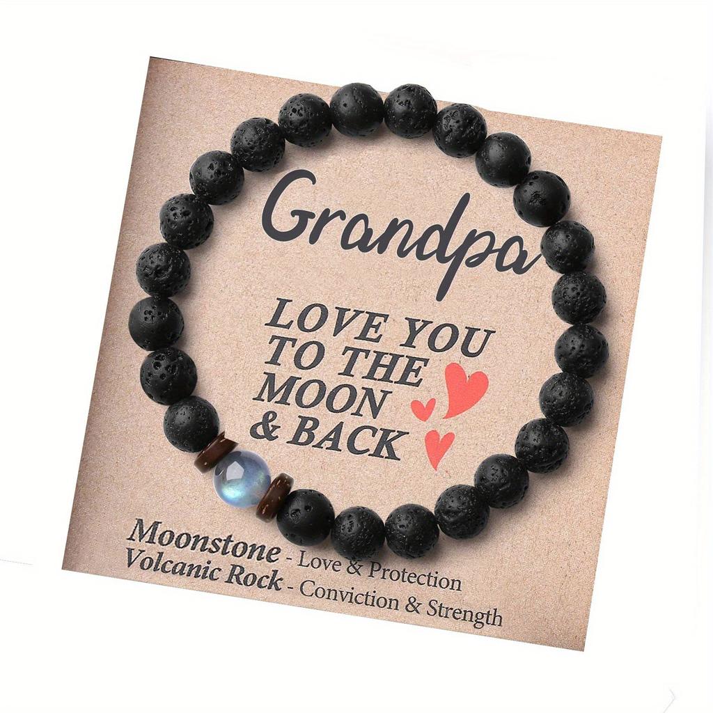 Für meinen Sohn Armband von Mama Armband Naturvulkanstein Armband Lavastein Armband Trendiger Schmuck Geschenk für Papa/Ehemann/Sohn