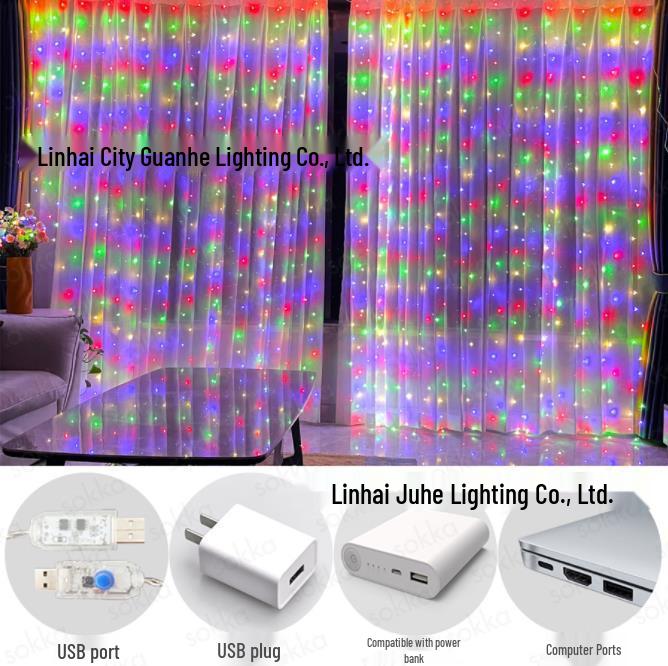 LED Copper Wire Curtain String Lights with USB & Remote, 3x3m, for Christmas, Wedding, Bedroom Decor
