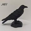 Dark Aesthetic Desk Decor 3D Printed Crow Statue, Gothic Academia Bird Sculpture, Matte Black Raven Sculpture Figurine, Stable Rock Base for