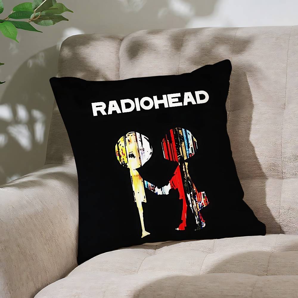 R-Radiohead Rock Band Pillow Case Throw Pillow Cover Nordic Vintage Style Cushion Covers Home Living Room Sofa Couch Seat Decor