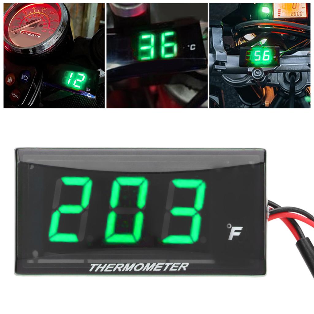 Motorcycle Digital Water Temperature Gauge   Thin   12V LCD With 18mm Sensor Adapter for Most Motorbikes