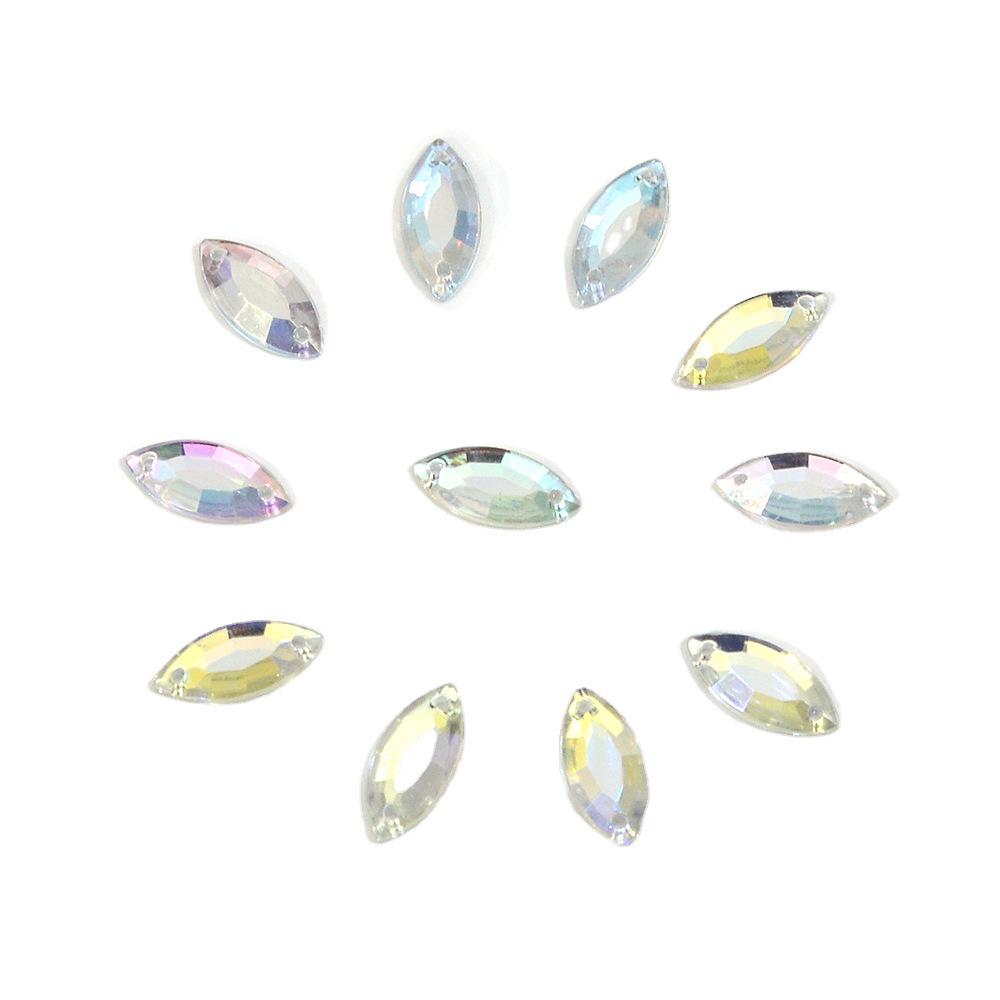 

Taiwan Acrylic Flat Bottom Marquise Double-Hole Hand-Sewn Rhinestones for Clothing, Hats, and Shoes Decoration. 6x12mm (2000 pcs/bag) чорний