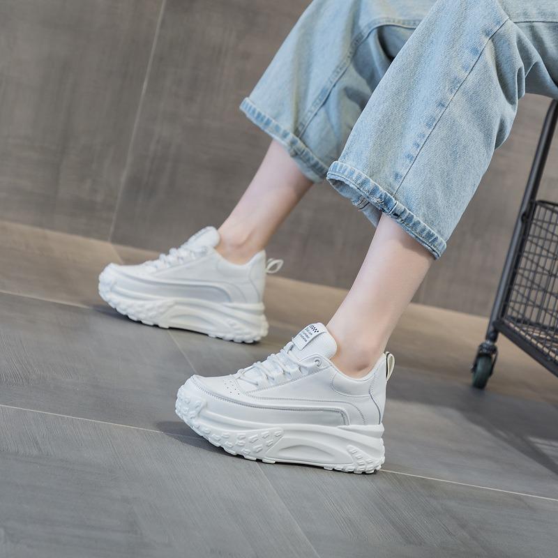 Spring and Autumn New Casual Versatile Heightening Shoes Slope Heel Fashion Color Matching Student Shoes Women's Trendy Shoes Women