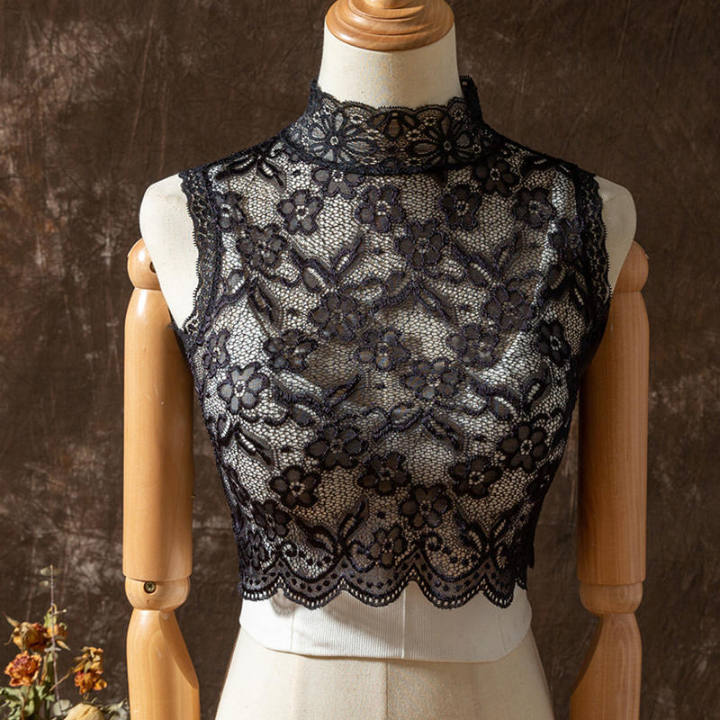 

Кружевной воротник-стойка, детская универсальная кружевная рубашка с воротником-стойкой, укороченный фасон, маленькая рубашка с полувысоким воротником, внутренний слой XL чёрный