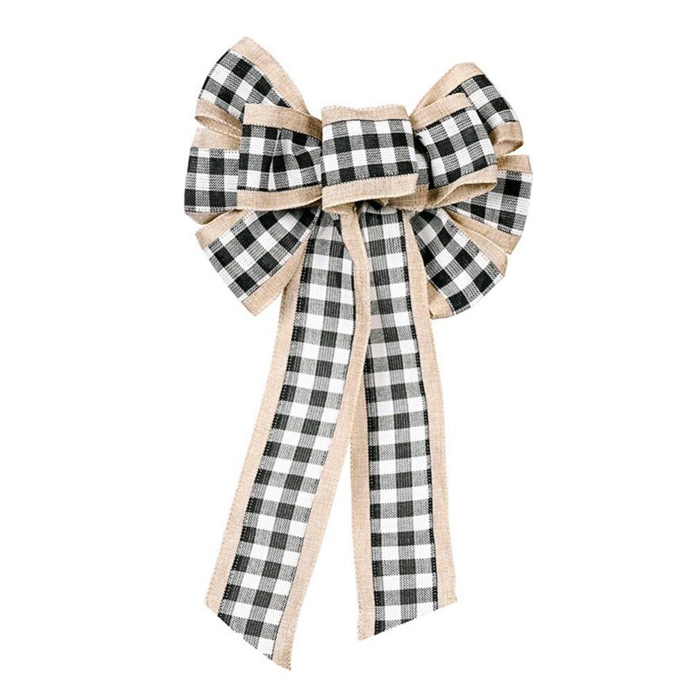 Christmas Decoration Lattice Three-Color Ribbon Bow Christmas Ornaments Xmas Tree Decoration