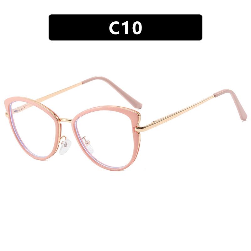 Cat Eye flat mirror TR90 anti blue light glasses frame fashionable color matching can be matched with myopia glasses frame