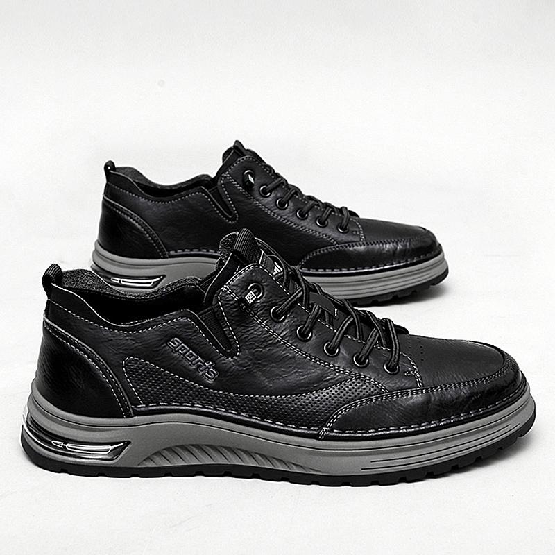 

Высококачественные мужские кожаные туфли корейской версии, деловые оксфордские уличные кроссовки, повседневная обувь с противоскользящим покрытием 44 чёрный