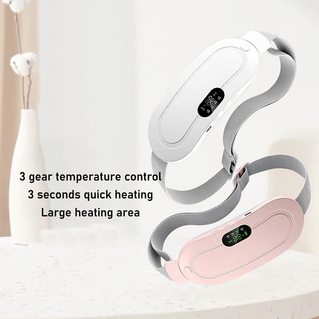 Menstrual Heated Belt Hot Compress Promote Circulation Electric Waist Belt for Wome White