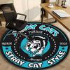 Stray Cats Band Themed Round Rug – Non-Slip Round Floor Mat – Indoor Home Decor Rug