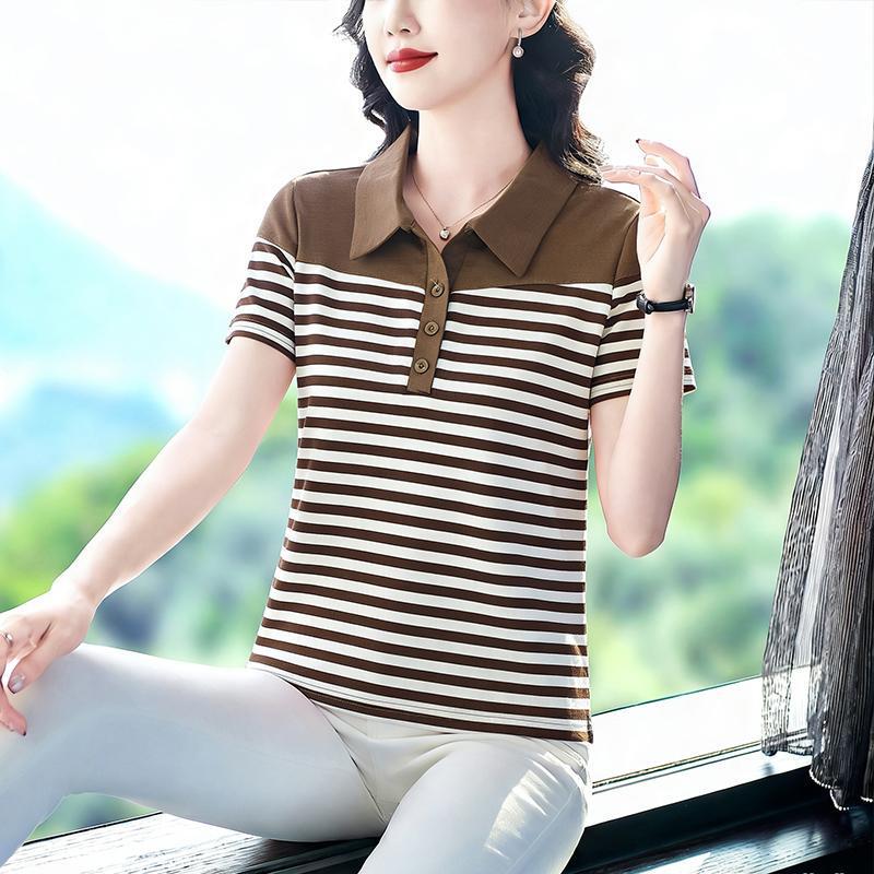 

2026 Women s Short Sleeve POLO Shirt - Comfy Slim Fit Lapel T-shirt 2XL (120-130 lbs)