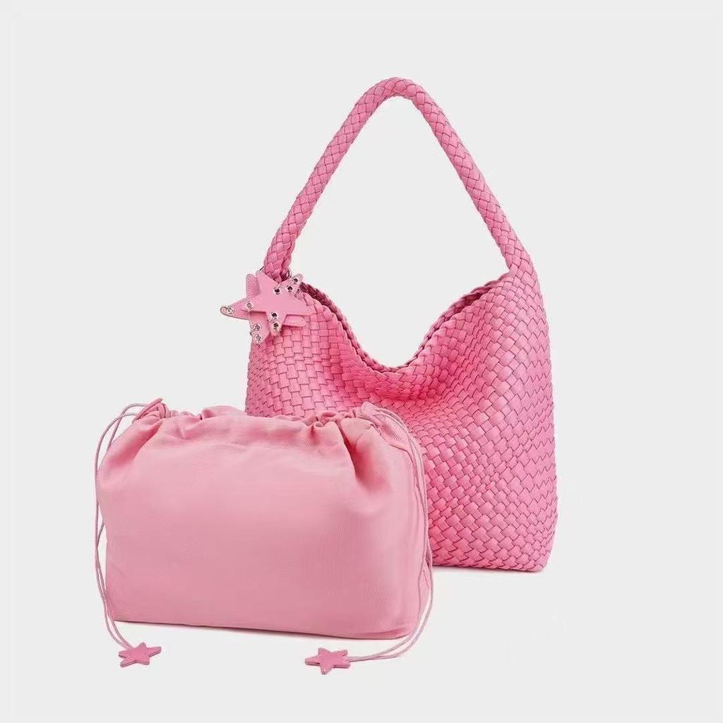 2026 Fashionable Woven Women's Bucket Bag, High-End Shoulder & Underarm Handbag