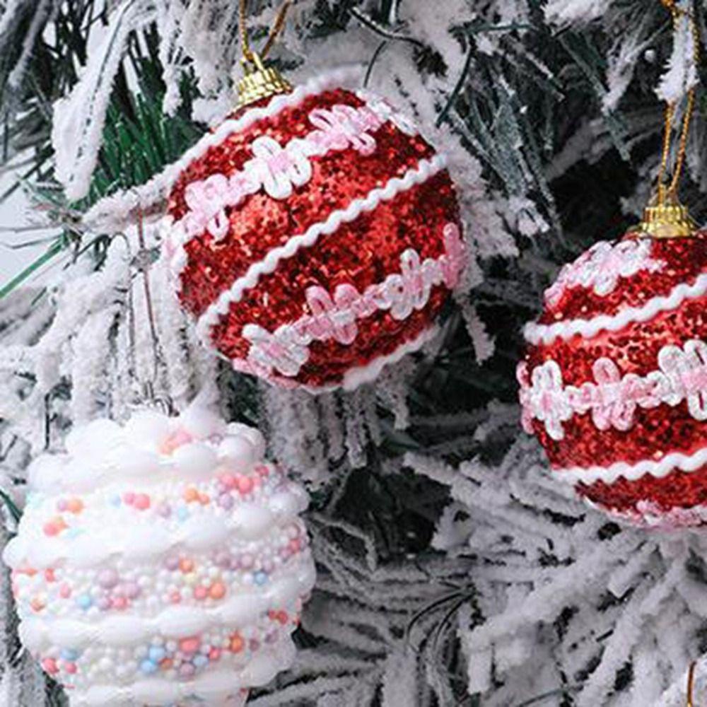 6CM Foam Christmas Balls Red White Christmas Hanging Balls Christmas Tree Pendant  for Home