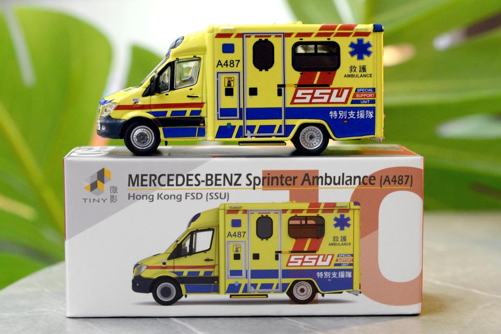 Tiny City Scale Sprinter FL Hong Kong Fire Department Ambulance SSU Diecast Car 1/76 No.158 Mercedes-Benz (A487)