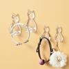 5Pcs Wall Mounted Wall Hook No-Drilling Cartoon Cat Hooks Cat Tail Sticky Hooks  Space Saving