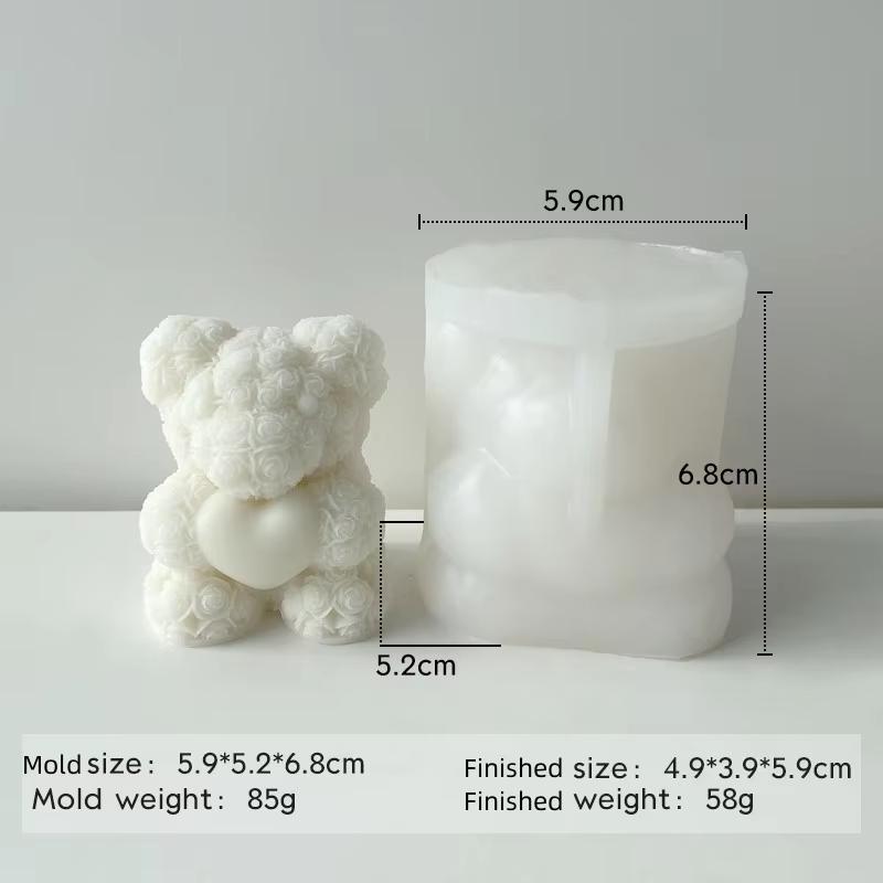 

DIY Valentine s Day Love Rose Bear Silicone Mold Handmade Aroma Candle Plaster Ornaments Mould Wedding Candle Decoration Making