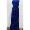 Damen Pailletten One-Shoulder Ärmelloses Schlitz Knöchellanges Bodycon Kleid