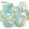 7 Pcs Green Resin Golden Number Sharp Edge Dice Polyhedral Dice Suitable for Role-Playing RPG  Board Game