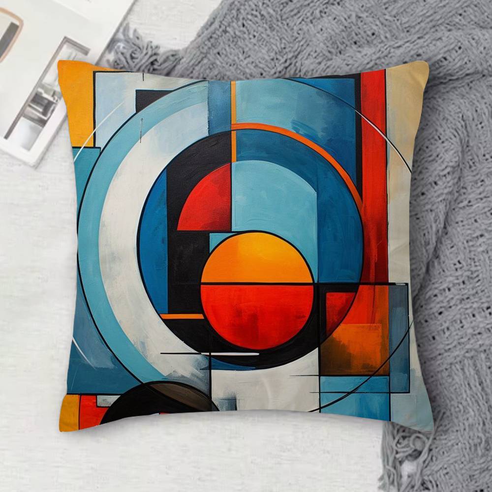 Geometric Bauhaus Pattern Art Doublesided Printed Square Decorative Cushion Cover for Sofa Living Room Home Decor