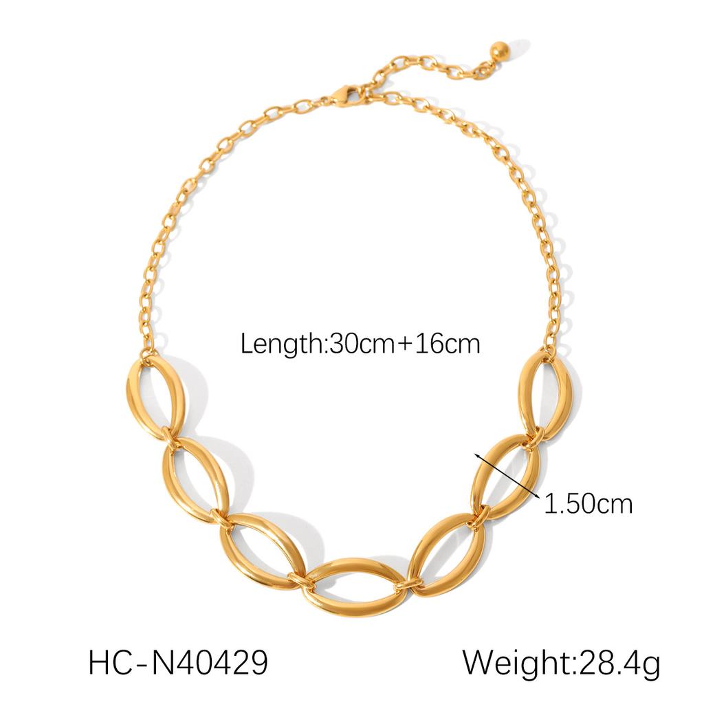 Euro-American light luxury geometric oval necklace, exaggerated niche design, high-end titanium steel bracelet