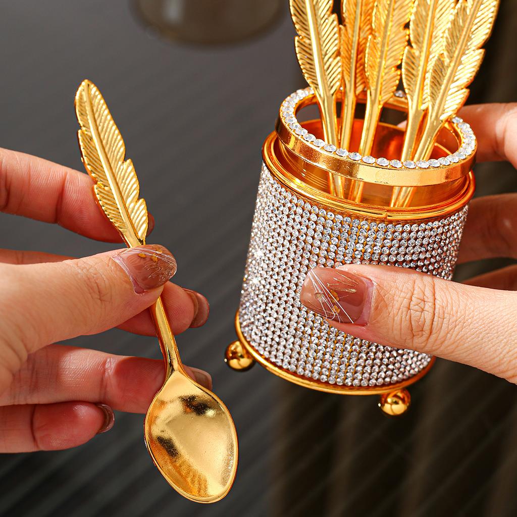 1set Coffee Spoon Storage Box Restaurant Knife Fork Spoon Chopstick Cage Dessert Refreshment Spoon Tableware Cartridge
