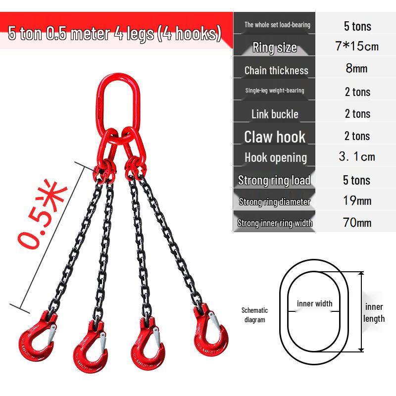 Complete Lifting Chain Sling with Hooks for Mining and Rigging