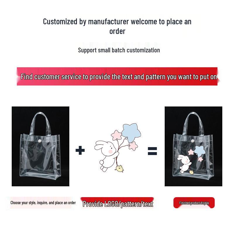 Custom Print PVC Transparent Tote Bag for Weddings and Gifts