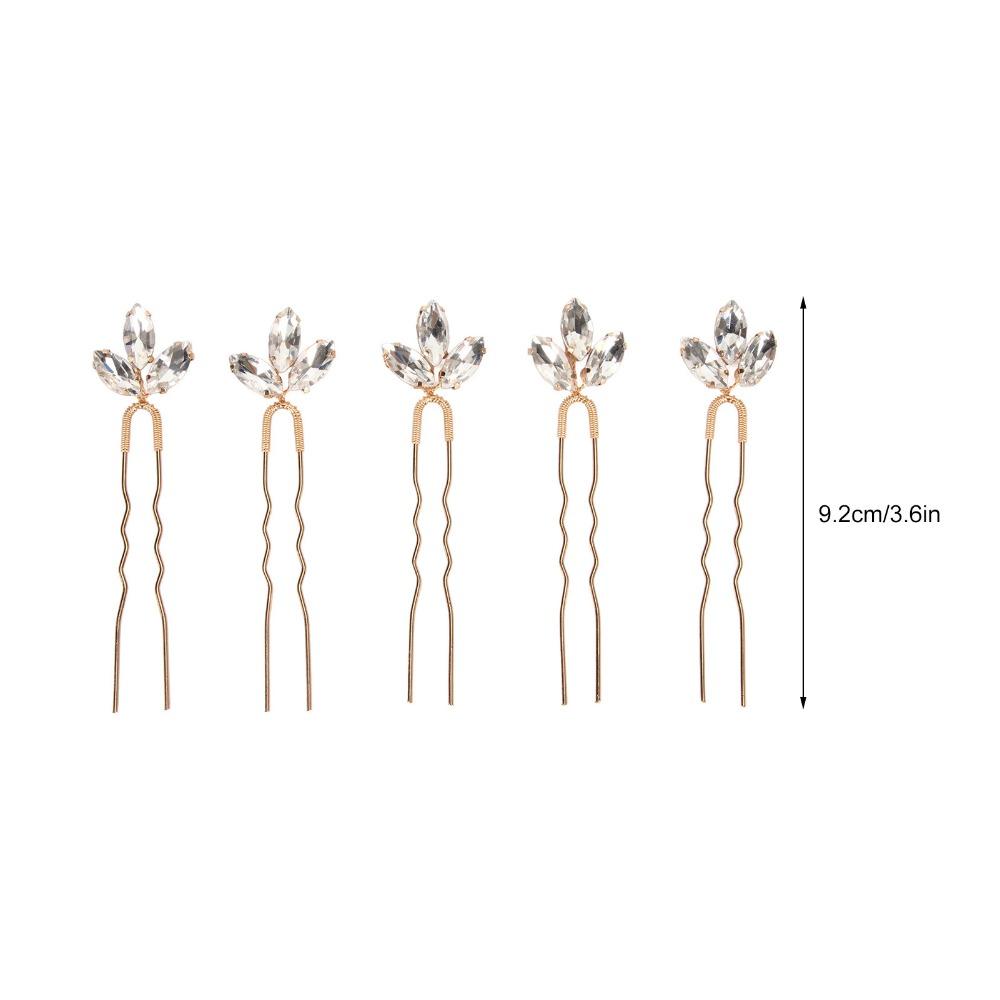 5pcs White Gold Rhinestone Hair Pins Rhinestone Design Bridal Hair Clips  For Women Girls