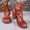 Summer new high-heeled sandals thick straps open-toed sandals large size fashion women's sandals