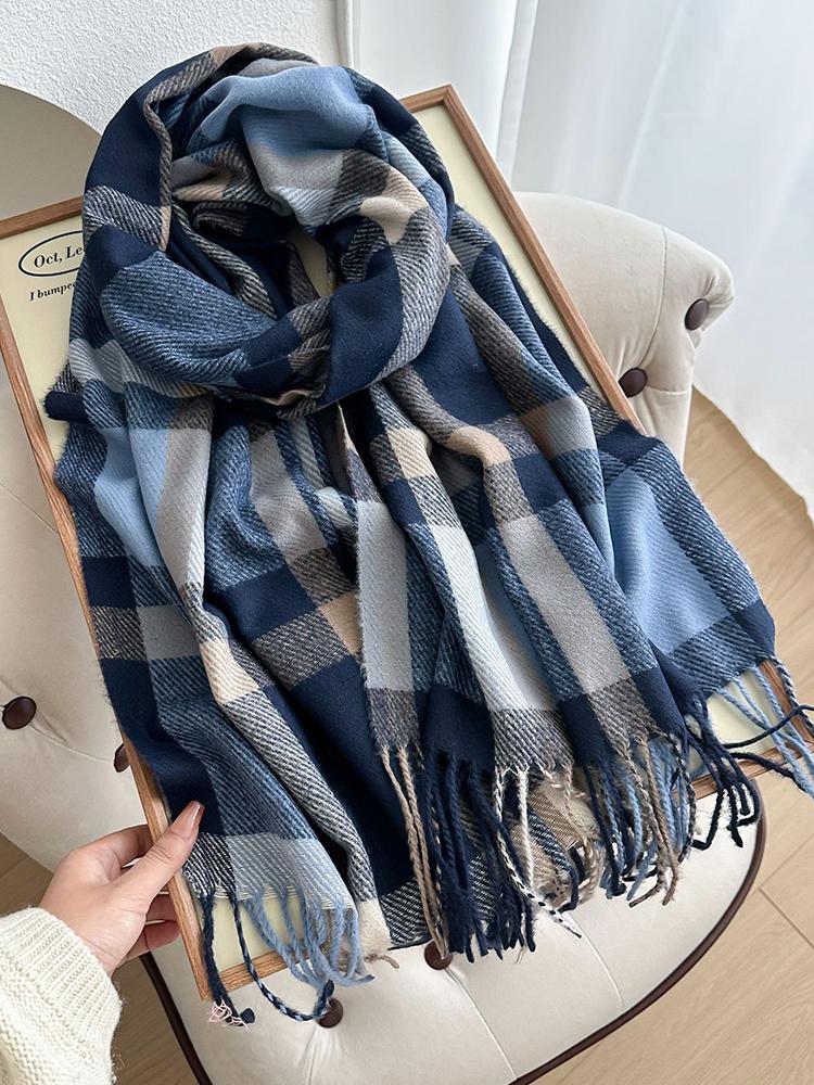 Women Winter Knitted Scarf Headscarf Lady Men Casual Plaid Tassel Warm Scarve Male Foulard Wrap Shawl New Unisex Korean New