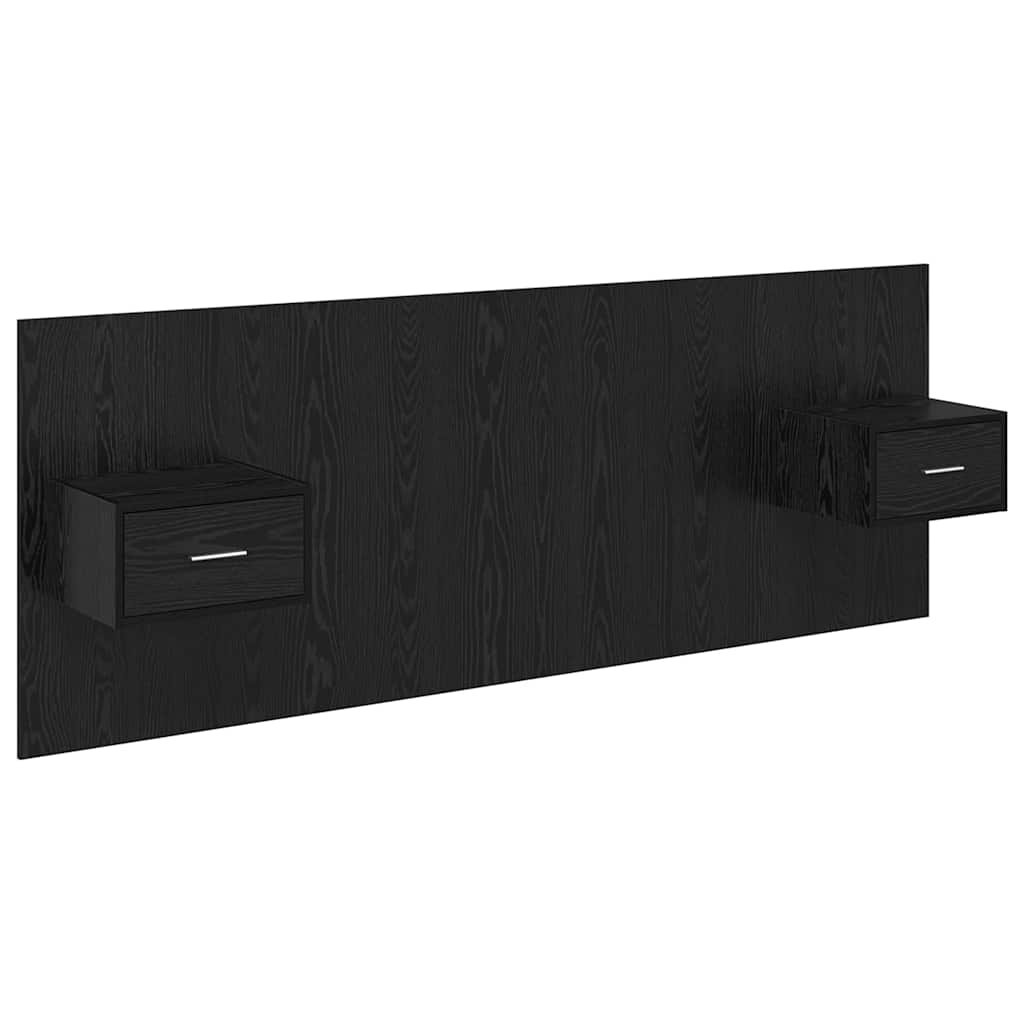Headboard with Cabinets 3 Pcs Black Oak Effect Particleboard
