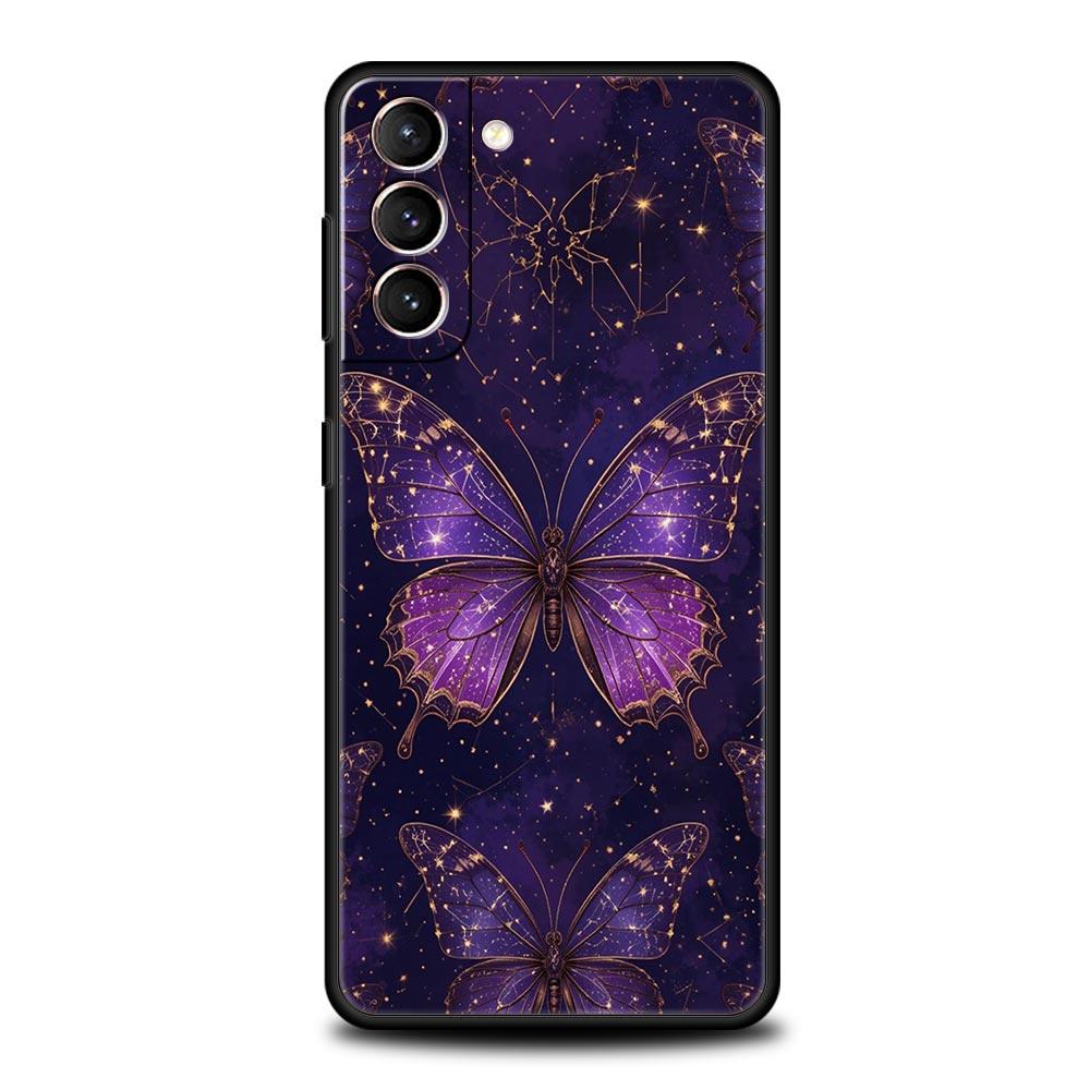 Art Purple Butterfly Phone Case Cover for Samsung Galaxy S26 S25 S24 S23 S22 S20 S21 FE Ultra S25 Edge Plus 5G Soft TPU Shell