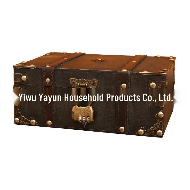 Retro Lockable Wooden Jewelry Storage Box with Password - Treasure Chest Escape Room Prop