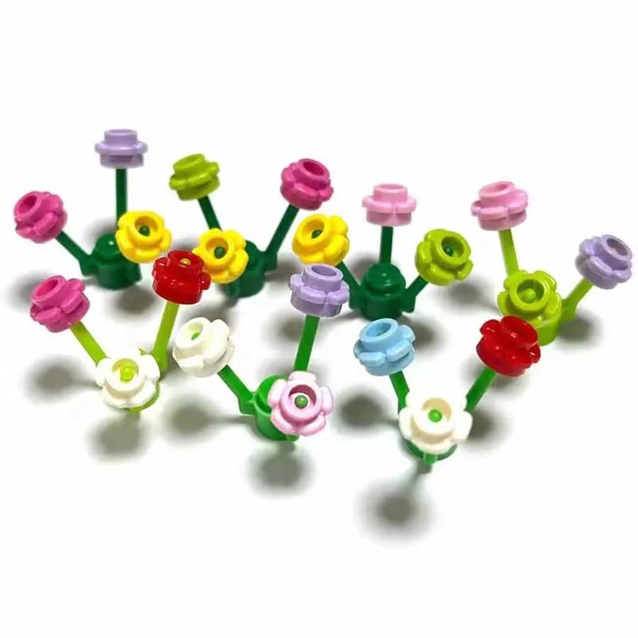 300PCS Round 1x1 featuring Flower MOC Construction Bricks Works With 24866 Set Plate 5 Petals Brick Particle Learning Playthings Kid Gift Idea