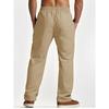 2026 Men's Linen Summer Pants Beach Pants Drawstring Vertical Stripes Straight Casual Breathable Comfortable Long Trousers