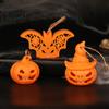 Soft Glow Night Light Halloween Witch Hat Pumpkin Lamp, Bat Skull Hollow LED Safe Flameless Candle Lamp for Party, Spooky Tabletop Decor Haunted House